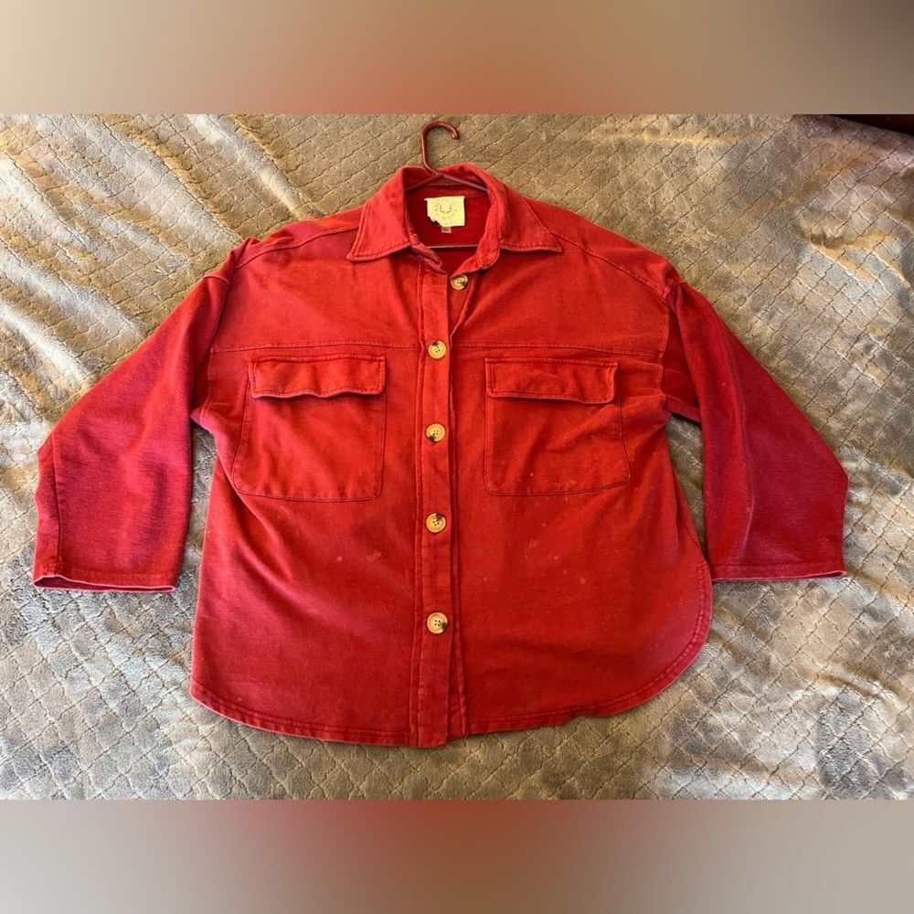 Red Button Down Sweater 